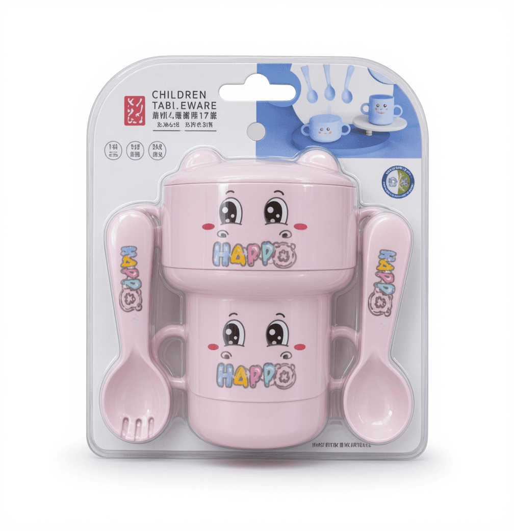 Pink Happy Kids Tableware Set
