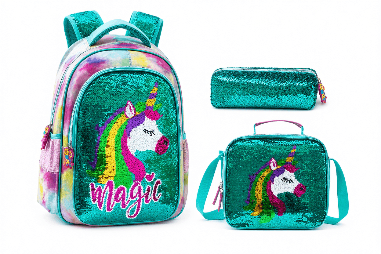 Unicorn Magic Sequin Backpack 3-Piece Set