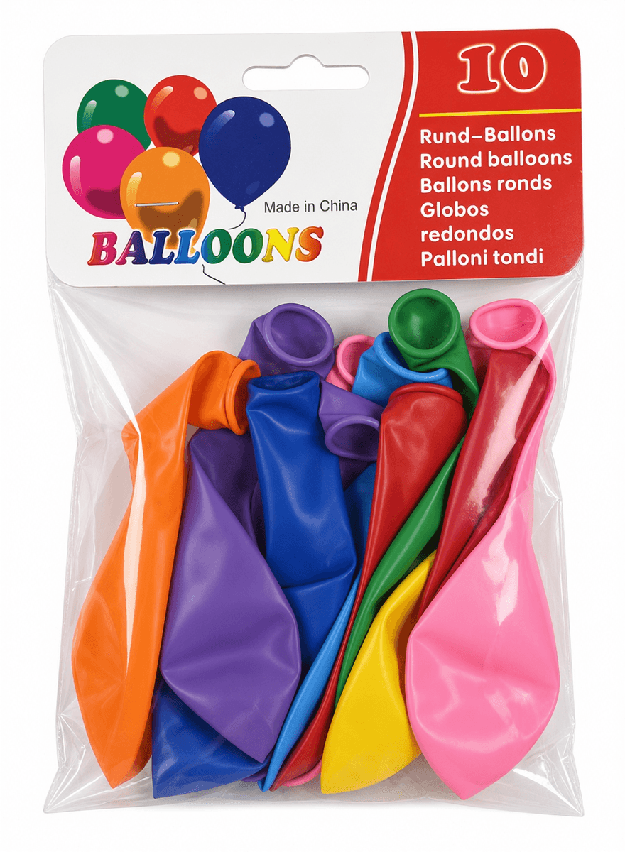 10 Round Multicolour Balloons Pack