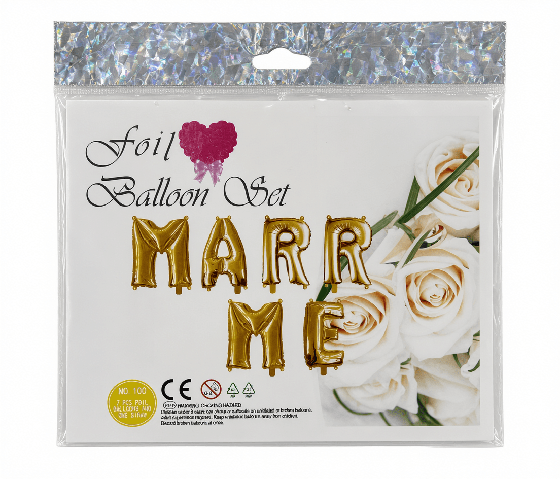 Gold Marry Me Foil Balloon Set