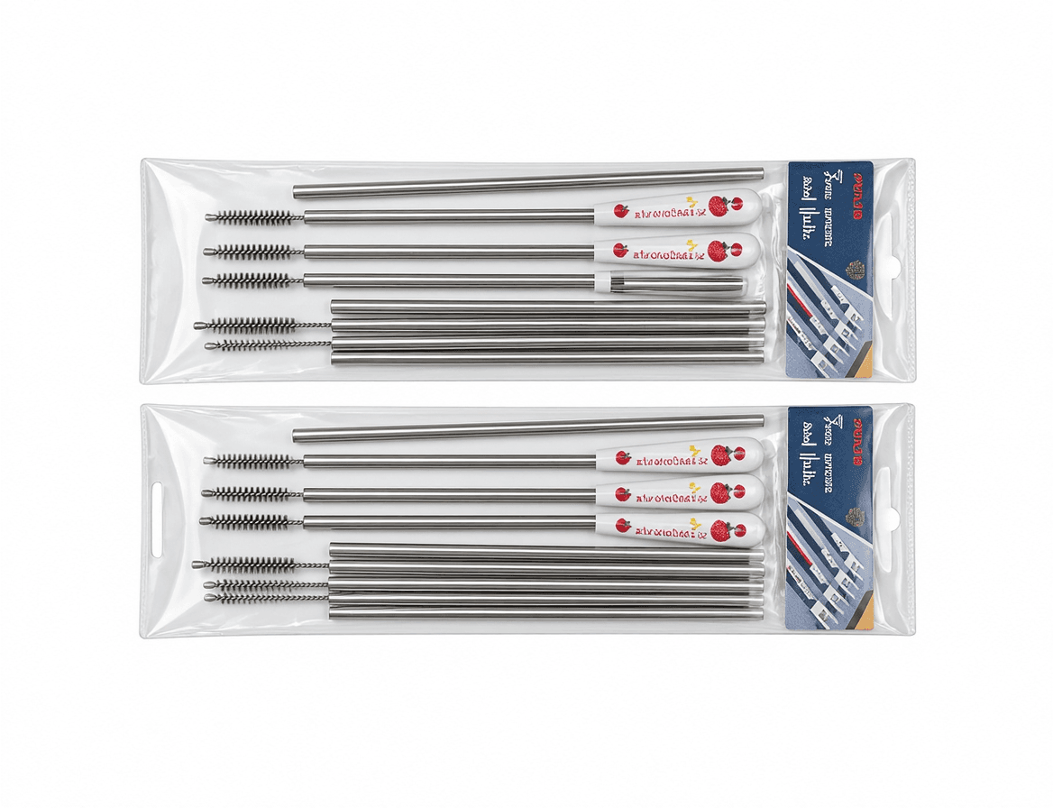 Stainless Steel Kids Straw Set with Cleaners