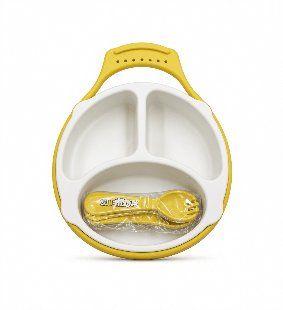 Yellow Kids Divided Meal Plate Set