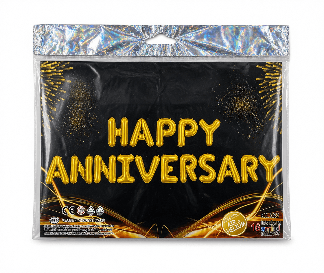 Happy Anniversary Gold Foil Balloon Set
