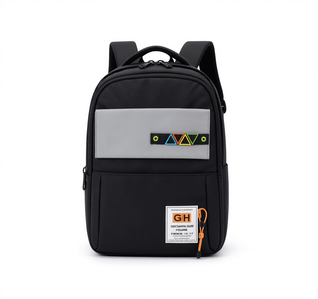 Kids Black Backpack with Grey Pocket