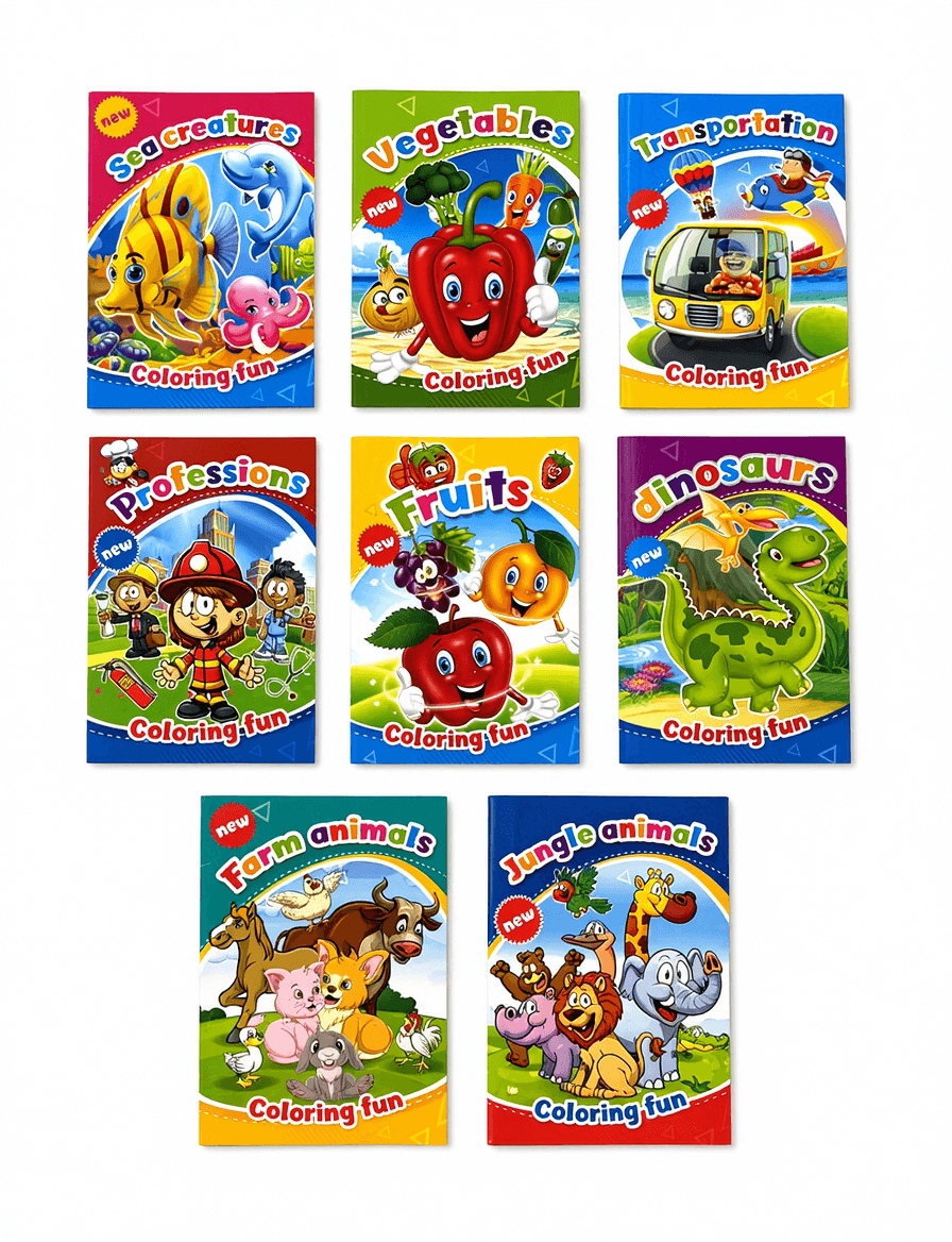 Kids Coloring Fun Books Set (8 Themes)
