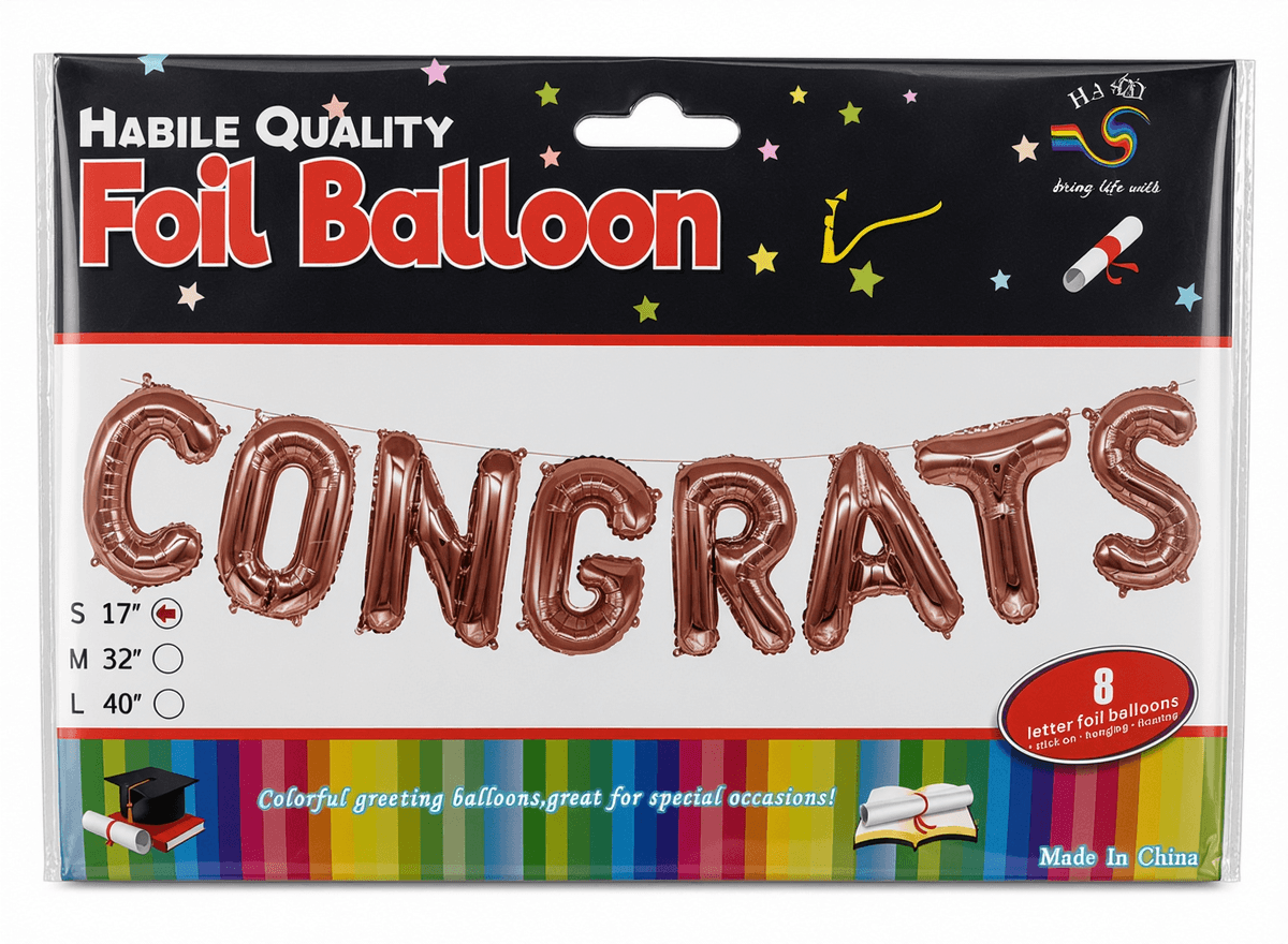 Rose Gold CONGRATS Foil Balloon Banner