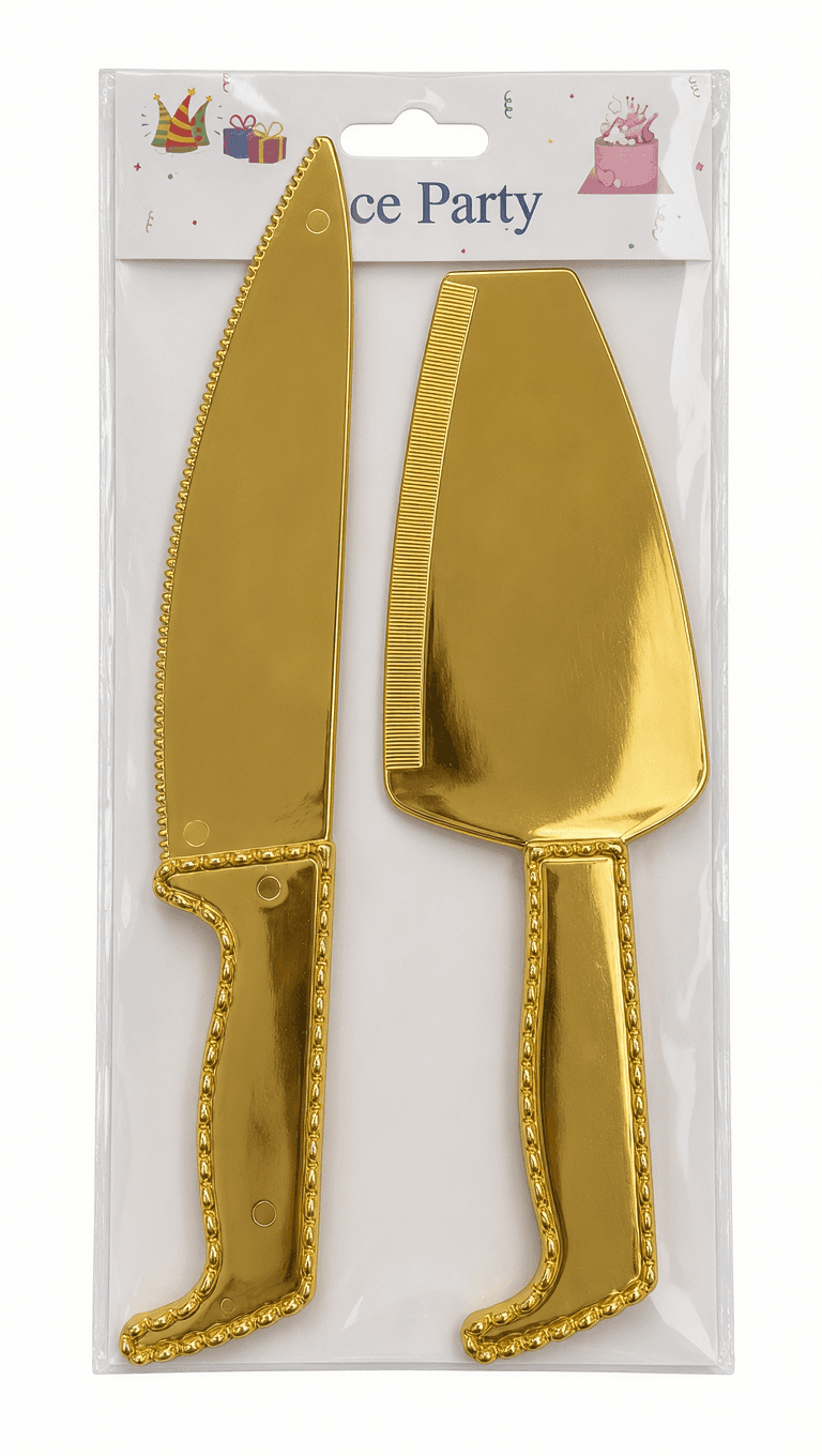 Gold Cake Knife and Server Set