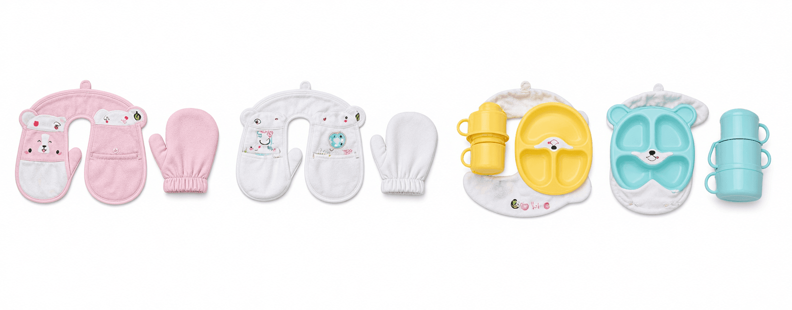 Baby Feeding Bibs & Mittens Set