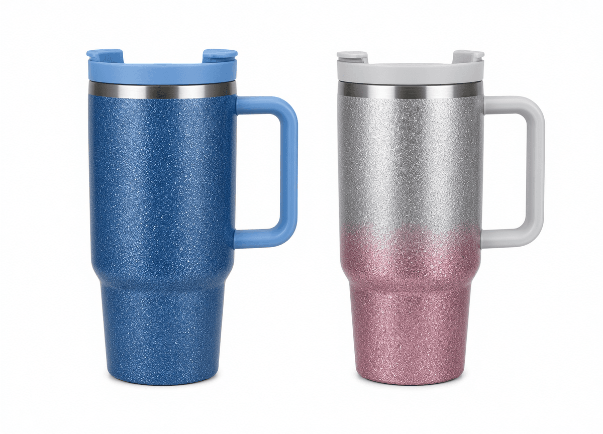 Glitter Insulated Travel Tumblers with Handle