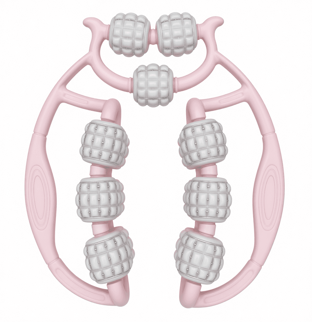 Pink Dual-Handle Muscle Massager Roller
