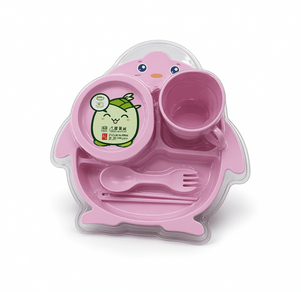 Pink Penguin Kids Dinnerware Set