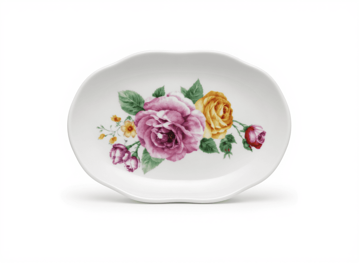 Floral Rose Porcelain Serving Dish
