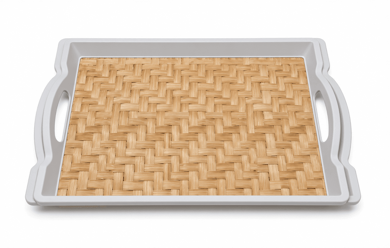 Woven Bamboo Serving Tray with Handles