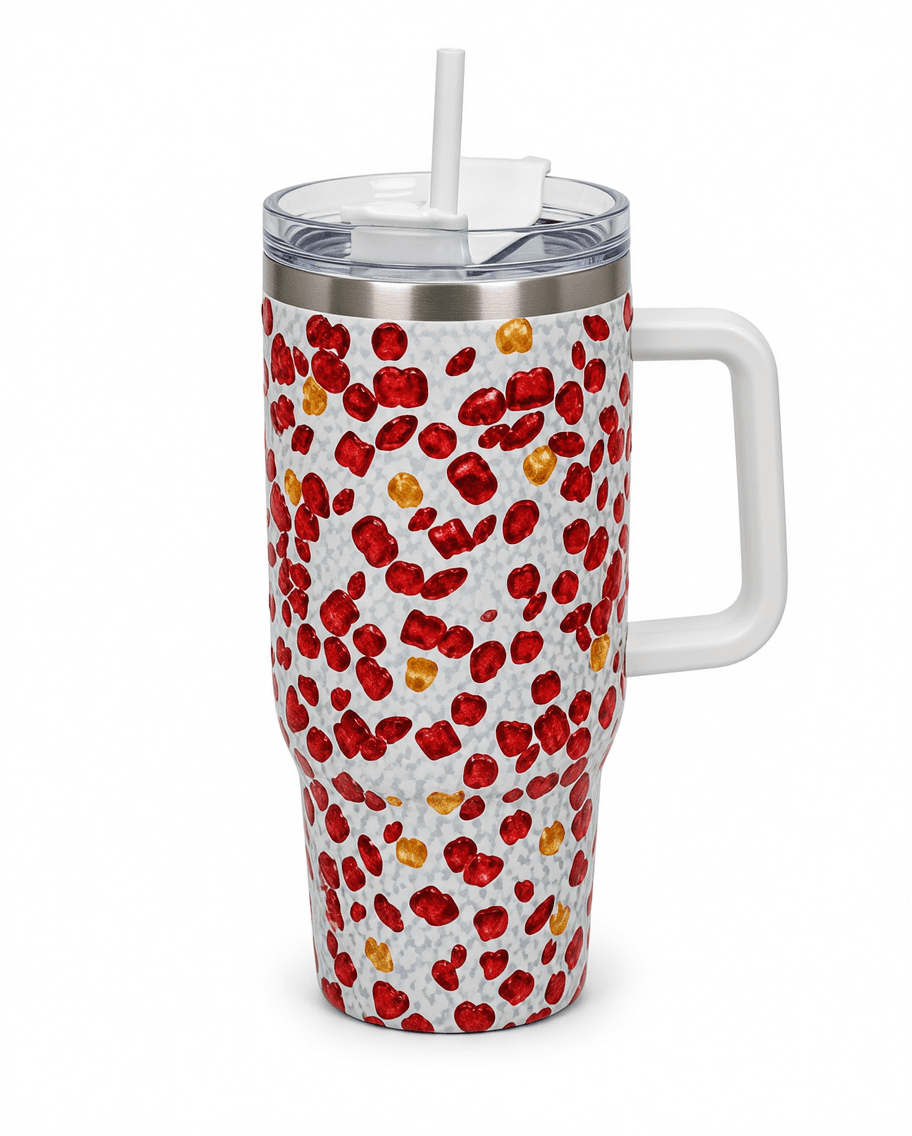 Red Hearts Insulated Tumbler with Straw