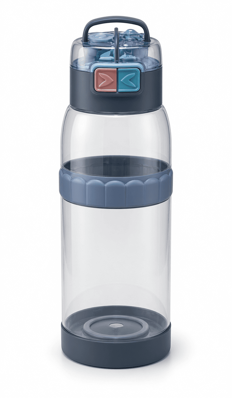 Kids 850ml Clear Water Bottle with Dual Buttons