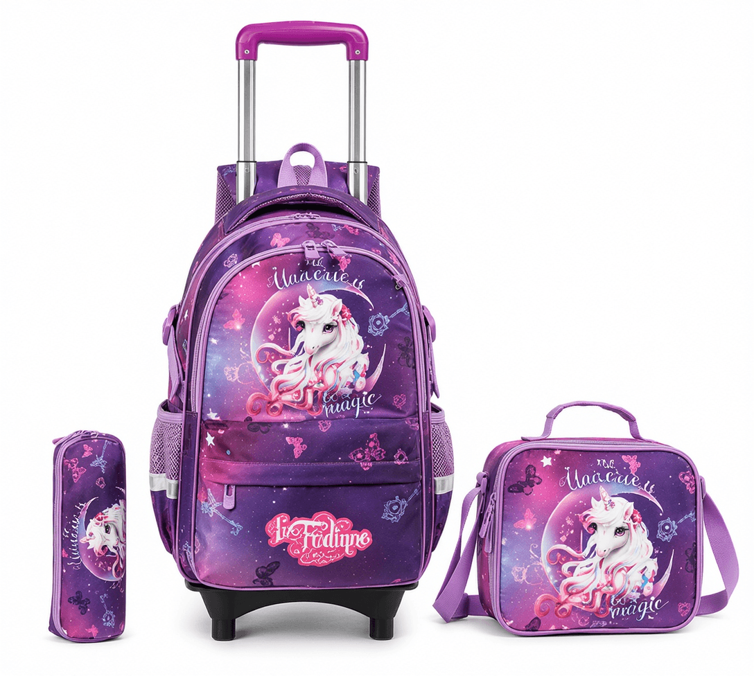 Unicorn Magic 17-Inch Rolling Backpack Set